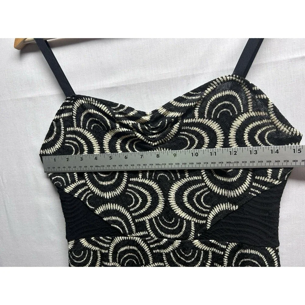 Free People Women’s M Lower East Side Black Lace Geometric Sheath Pencil Dress